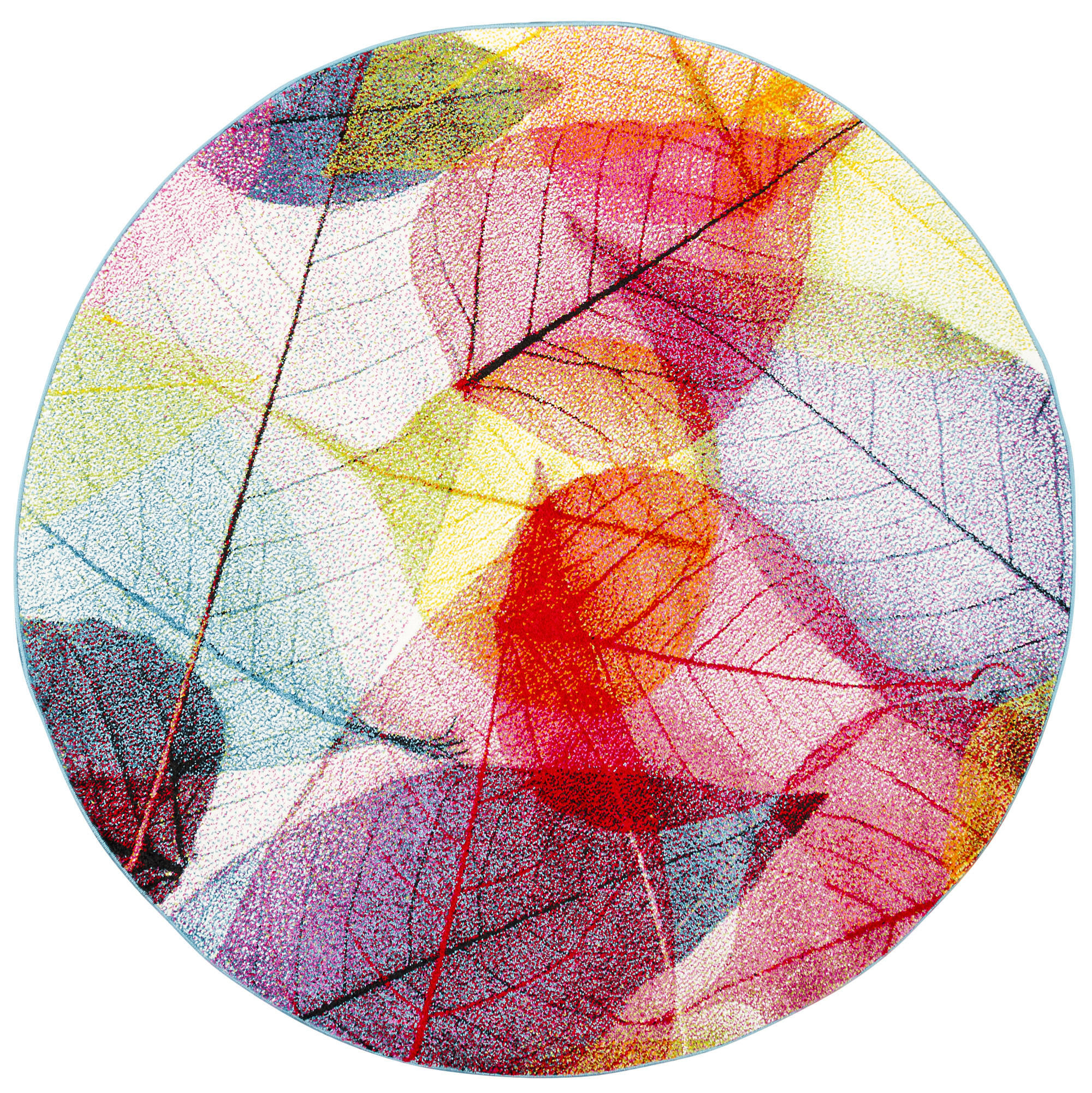 DESIGNER TEPPICH FARO TROPICAL BLÄTTER RUND - Multicolor, Textil (160/160cm) - Pergamon