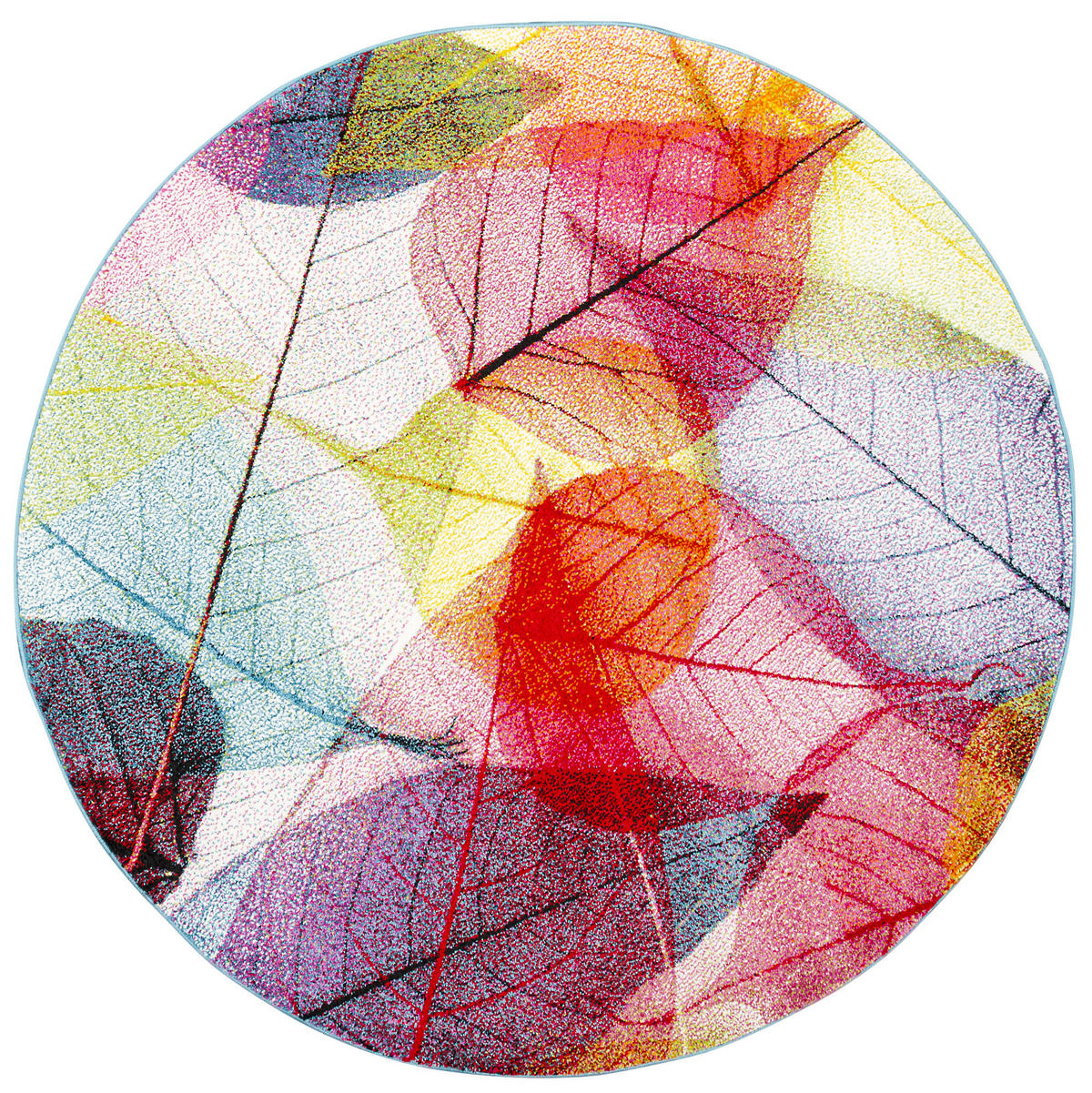 DESIGNER TEPPICH FARO TROPICAL BLÄTTER RUND - Multicolor, Textil (160/160cm) - Pergamon