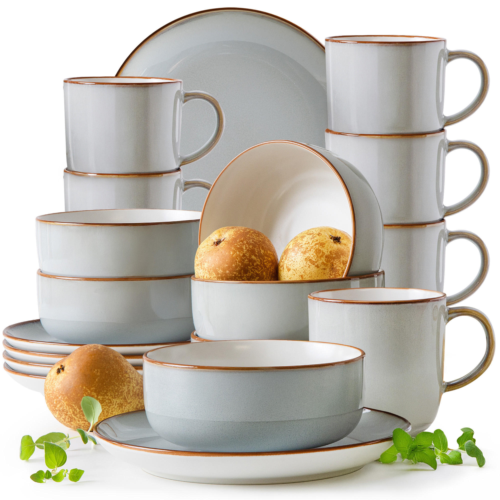 FRÜHSTÜCKSSERVICE 6 Personen PORTOFINO 18-tlg - Blaugrau, Keramik (21/2/21cm) - Ritzenhoff Breker