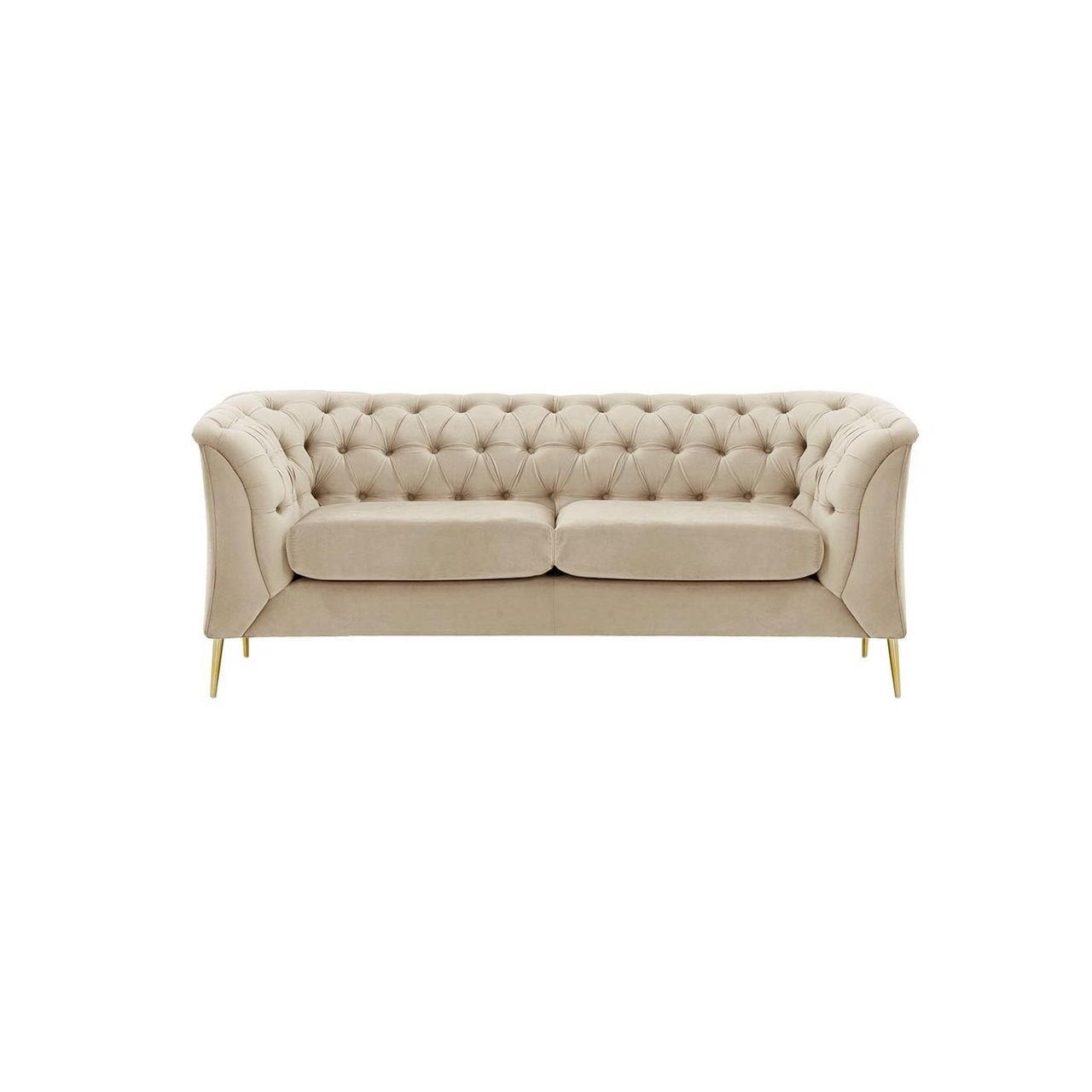 ZWEISITZER-SOFA Chesterfield Modern-Velluto 2 - Creme, Holz/Textil (183/74/80cm)