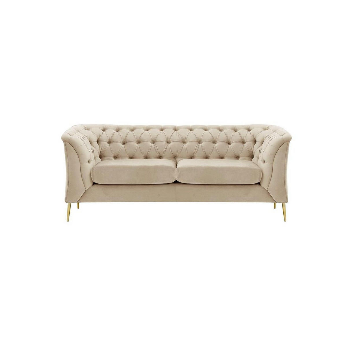 ZWEISITZER-SOFA Chesterfield Modern-Velluto 2 - Creme, Holz/Textil (183/74/80cm)