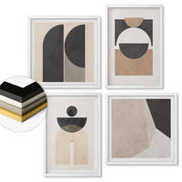WANDBILDER 4er-Set - 50x50 cm & 40x60 cm Weißer Rahmen - Abstrakte Formen beige braun - Weiß, Kunststoff (50/50cm) - ArtPrintCave