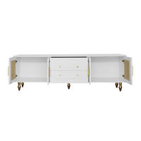LOWBOARD 175/38/55,5 cm aus Spanplatte mit Rattantüren und Drucköffnung-Schubladen Weiß - Weiß, Holzwerkstoff (175/55.5/38cm) - Modenvie