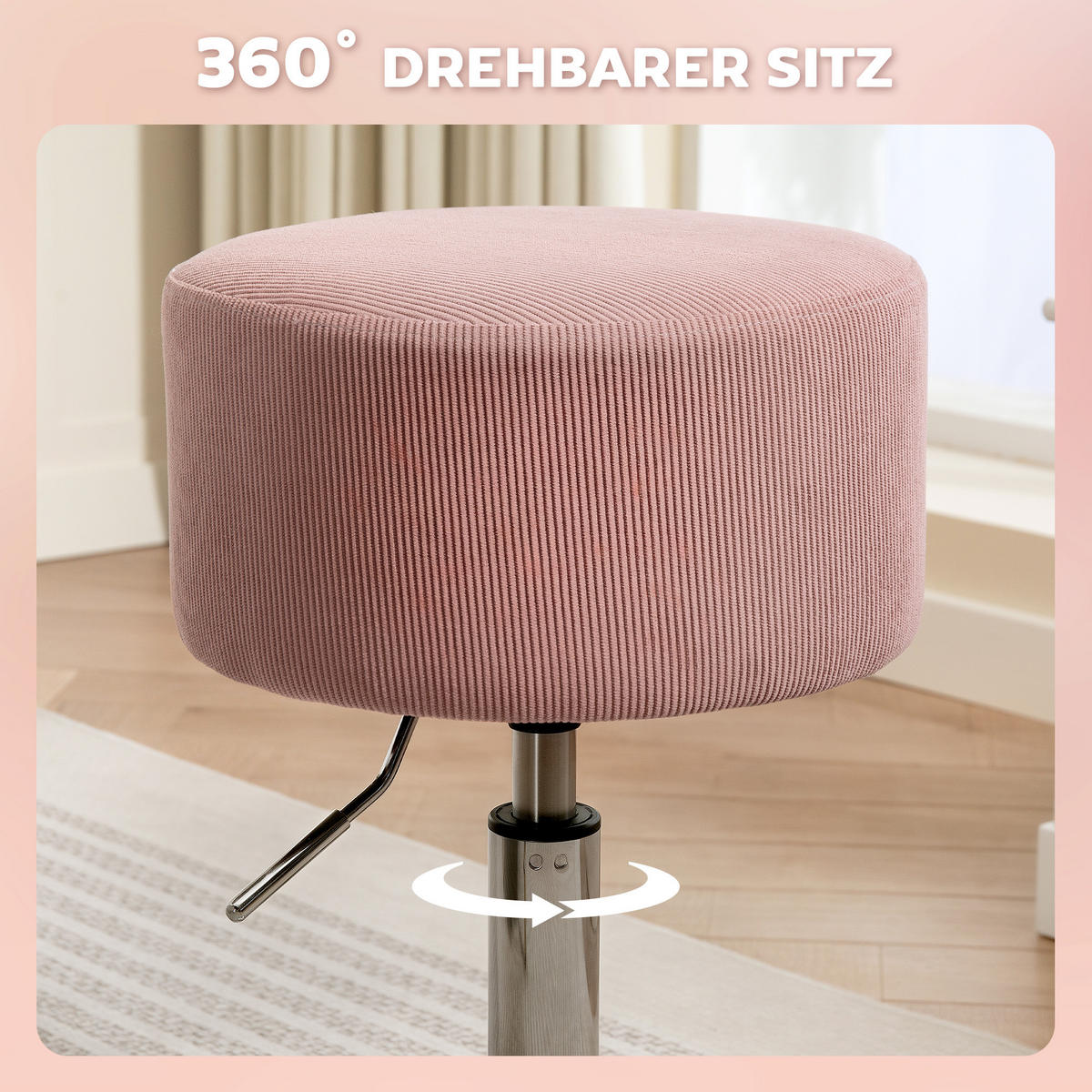 BARHOCKER, 360° Drehbar, Rosa - Rosa, Kunststoff (38/66/38cm) - HOMCOM