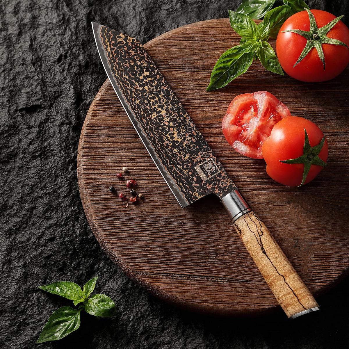 KIRITSUKE Messer BlackMagma Damast - Schwarz, Metall (35cm) - Zayiko