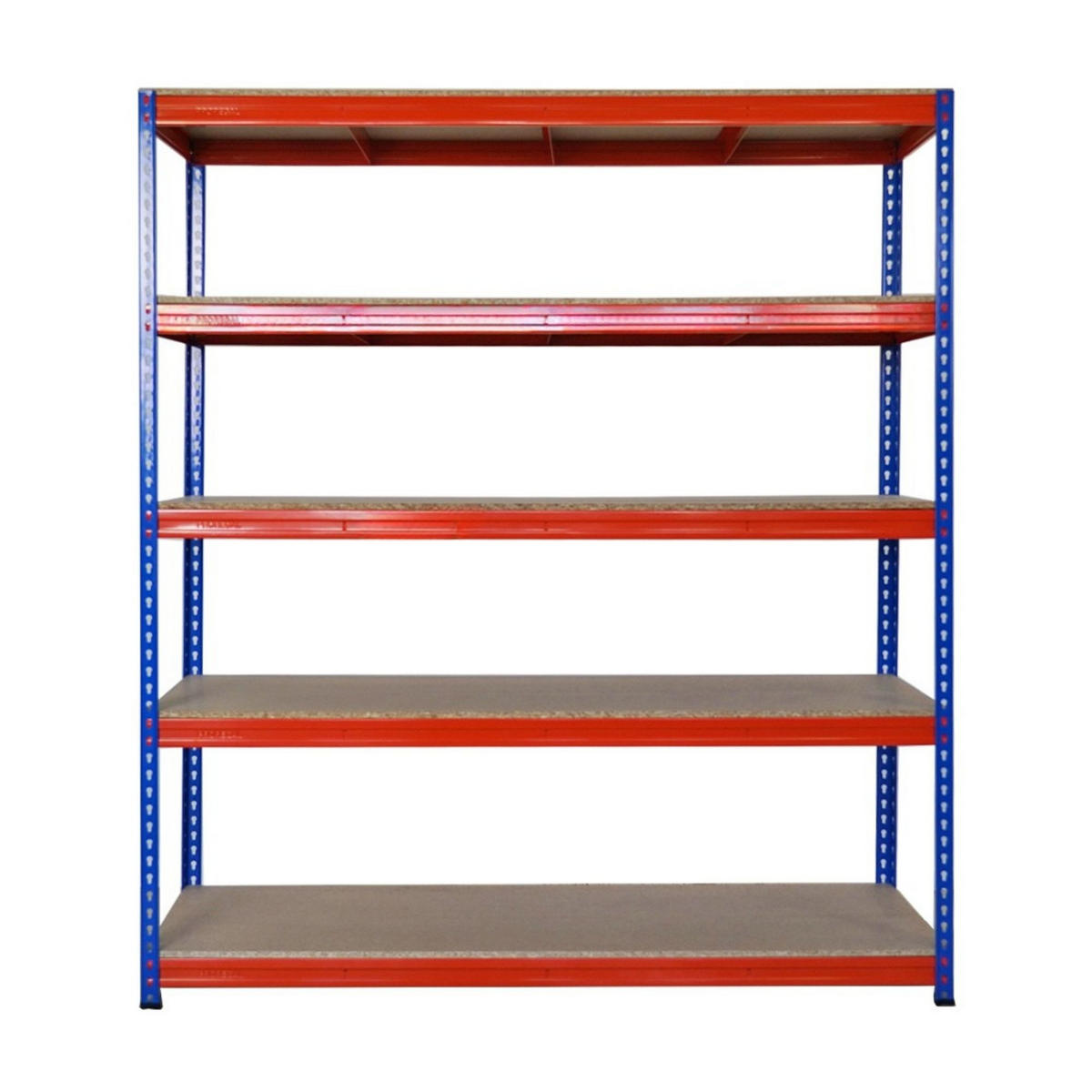 SCHWERLASTREGAL Bison 200x180x60 cm 5 Spanplatten-Ebenen 16mm Fachlast 600 kg Blau-Orange - Blau, Metall (180/200/60cm) - PROREGAL