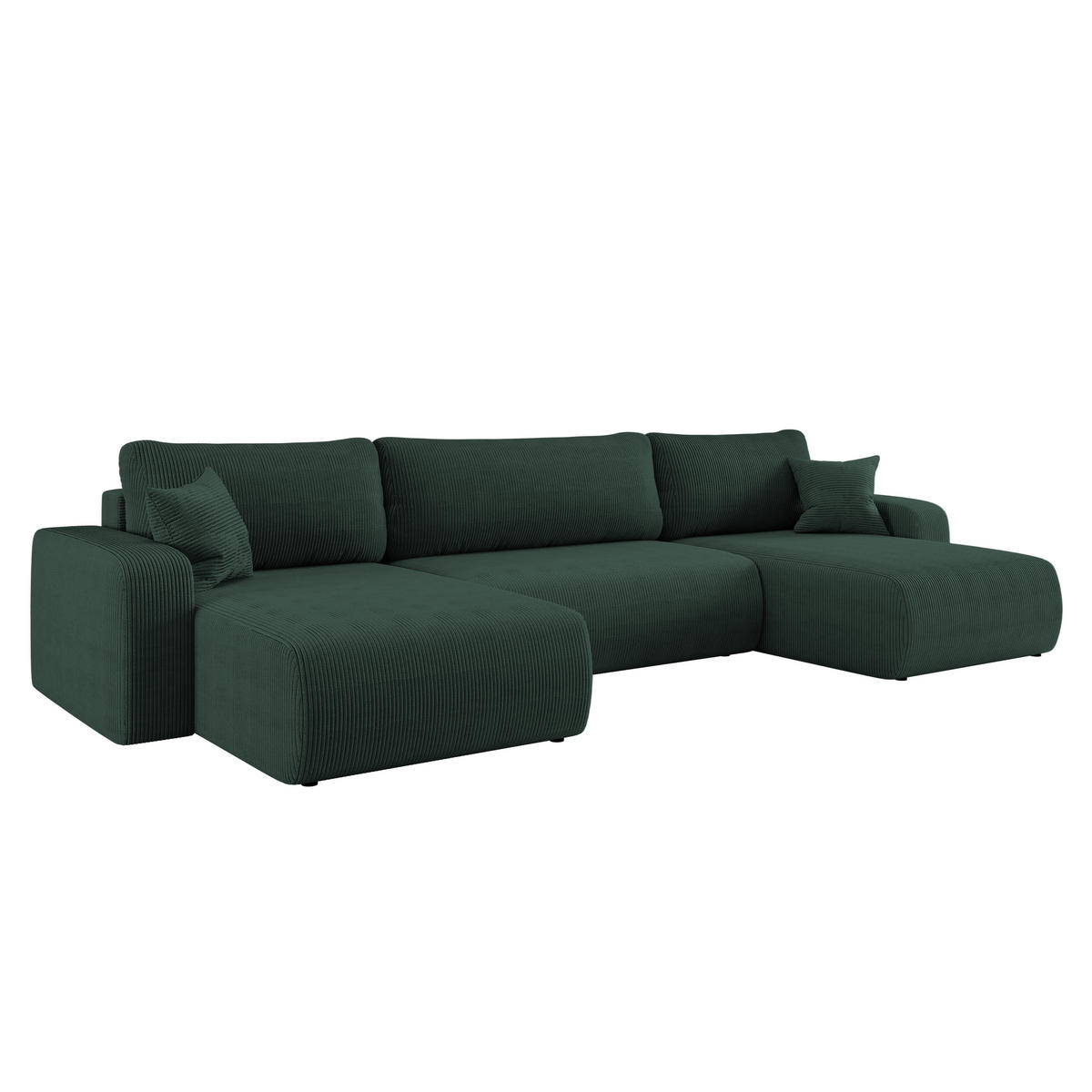 ECKSOFA U-Form Mit Schlaffunktion Und Bettkasten MILANO Dicker Cord Grün - Grün, Holz/Textil (312/145cm) - Kaiser Möbel