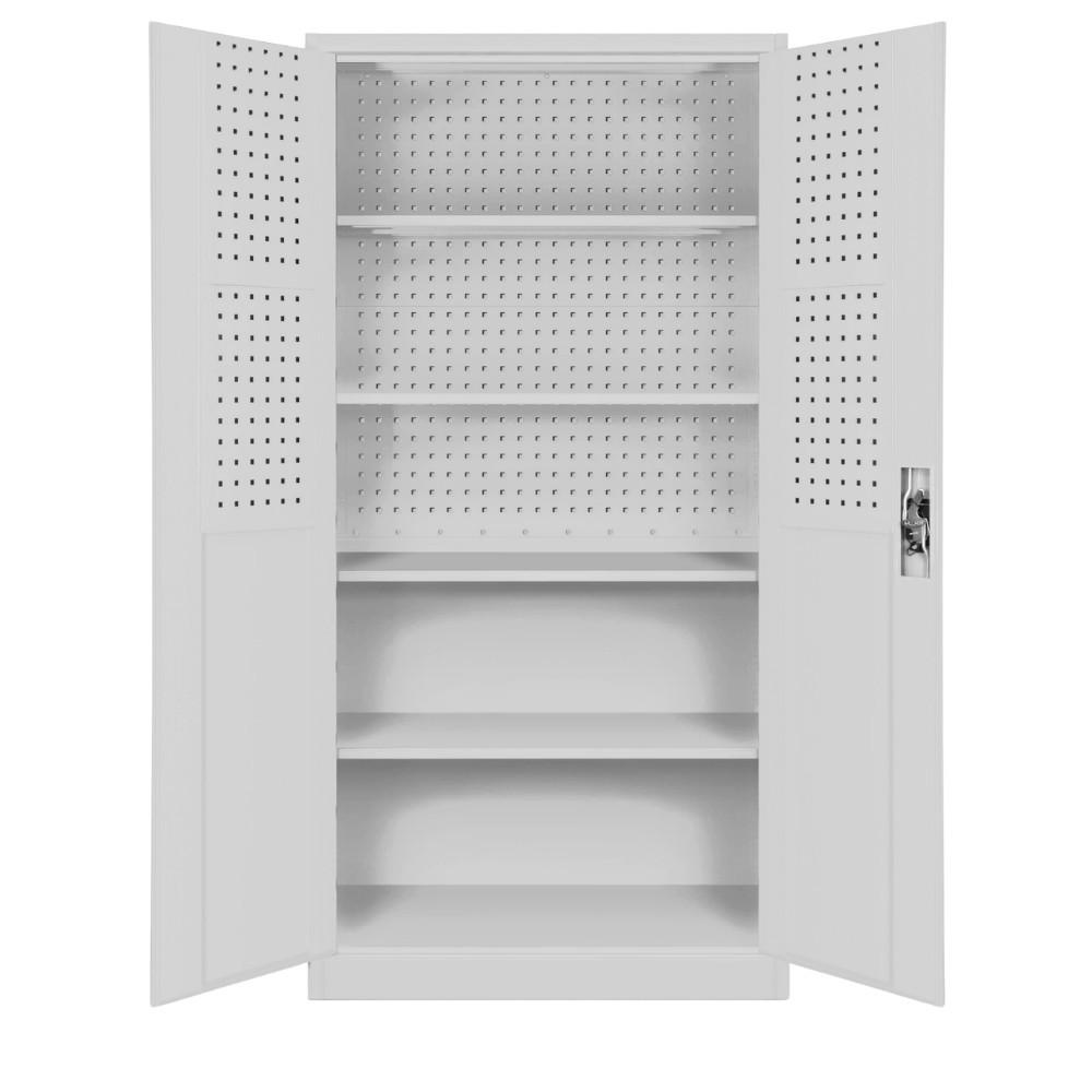 WERKZEUGSCHRANK mit Lochwand BRUNO Werkzeugwand 185x92x50cm Grau - Grau, Metall (92/185/50cm) - Jan Nowak
