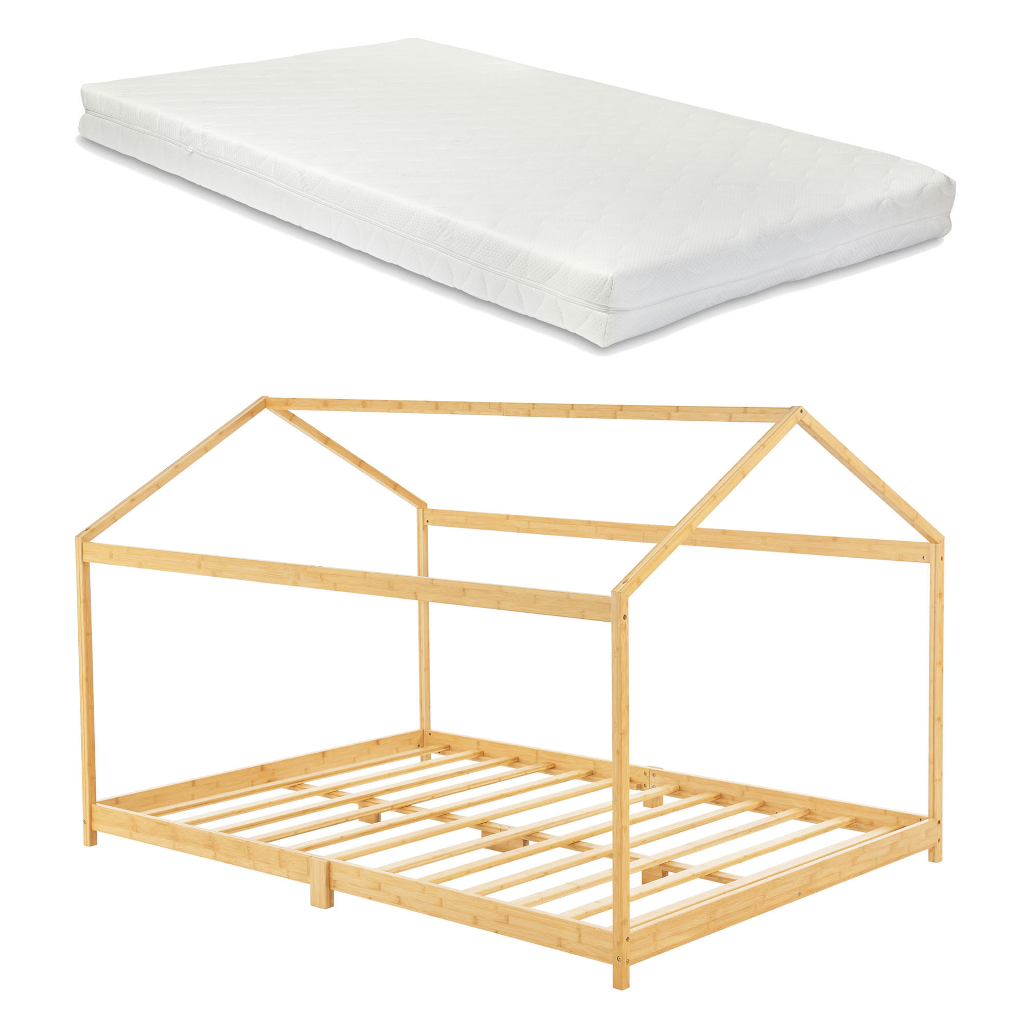 [en.casa] Hausbett Natur 120x200 cm