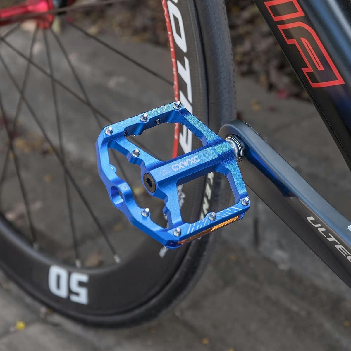 FAHRRADPEDALE Aluminium Blau mit Reflektoren 9/16 Zoll - Blau, Metall (9.8/3/11.7cm)
