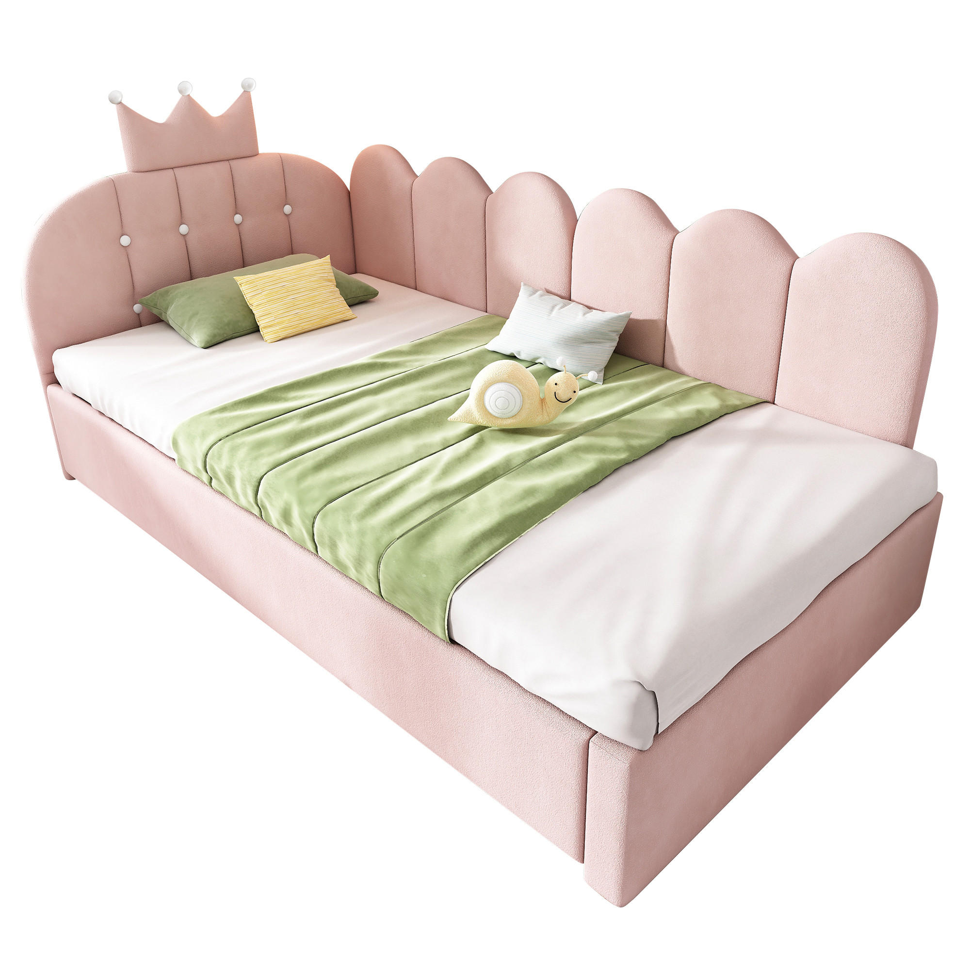 SCHLAFSOFA 90/200 cm & 90/190 cm in Rosa Samt mit Ausziehbett - Rosa, Holzwerkstoff/Textil (90/200cm) - WISHDOR