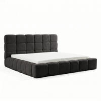 POLSTERBETT AMITY MAXI 180x200 cm in Graphit, gepolstertes Kopfteil, Lattenrost, Bettkasten, Bouclé-Stoff - Graphitfarben/Naturfarben, Holz/Textil (180/200cm) - Muffo