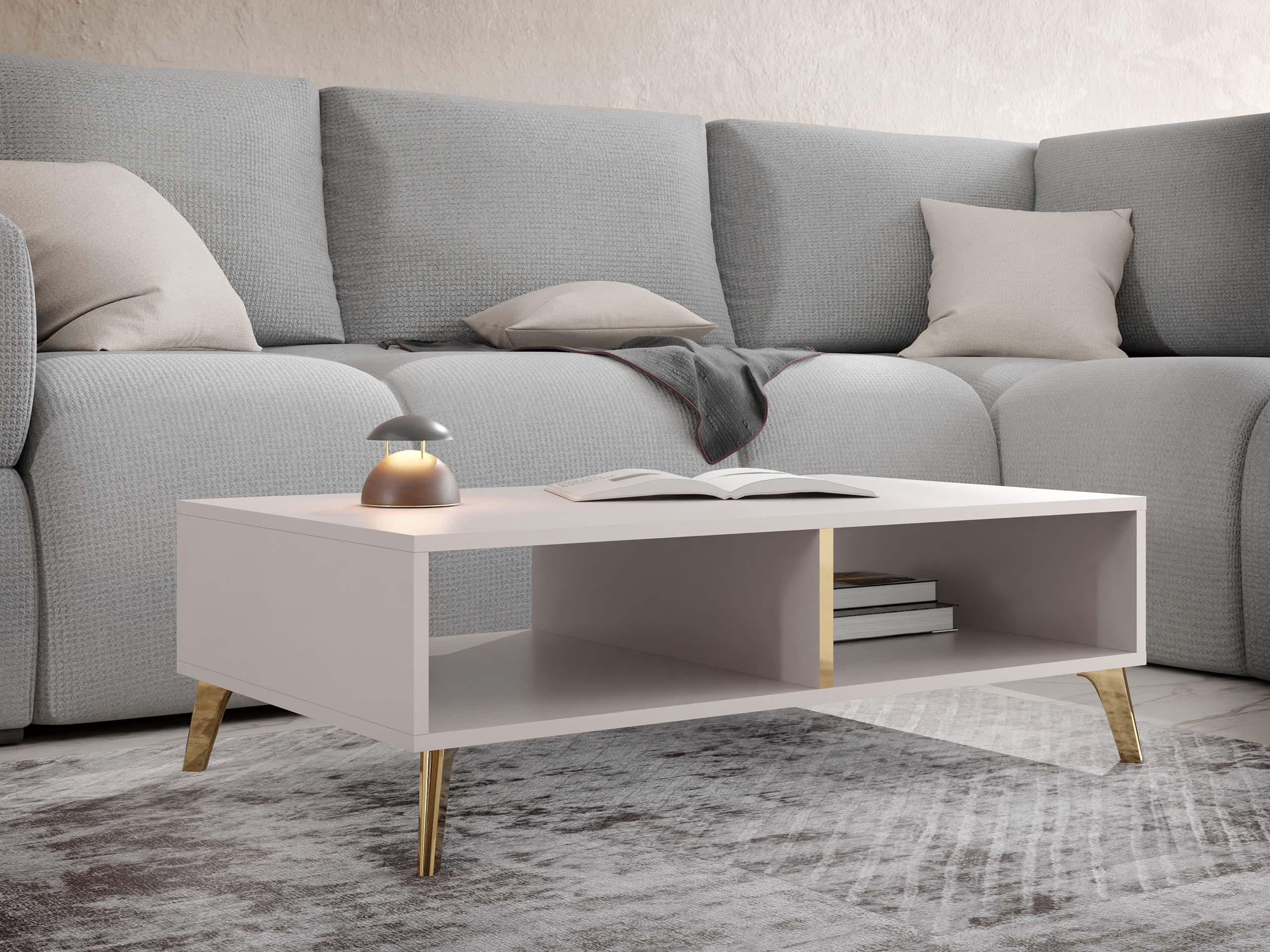 COUCHTISCH Picru - Kaschmir/Goldfarben, Holzwerkstoff/Kunststoff (60/100/32cm) - MIRJAN24