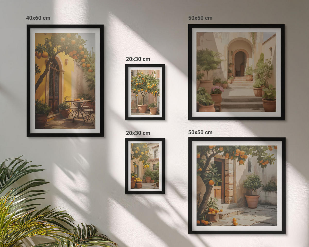 BILDER SET 5er Set - 50x50 cm & 20x30 cm & 40x60 cm Schwarzer Rahmen - Sommerlandschaften Flusswiese - Schwarz, Kunststoff (40/60cm) - TULUP