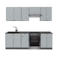 KÜCHENZEILE Fame-Line Hellblau-grau/Anthrazit 240 cm, AP Anthrazit - Anthrazit/Blaugrau, Holzwerkstoff (240/81.6/60cm) - Vicco