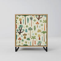 SIDEBOARD PALM SPRING, Eichefarben, 57,5x42x67,5 cm, Schwarze Metall-Rahmenfüße - Eichefarben/Multicolor, Holzwerkstoff/Metall (57.5/67.5/42cm) - SpaceRebels