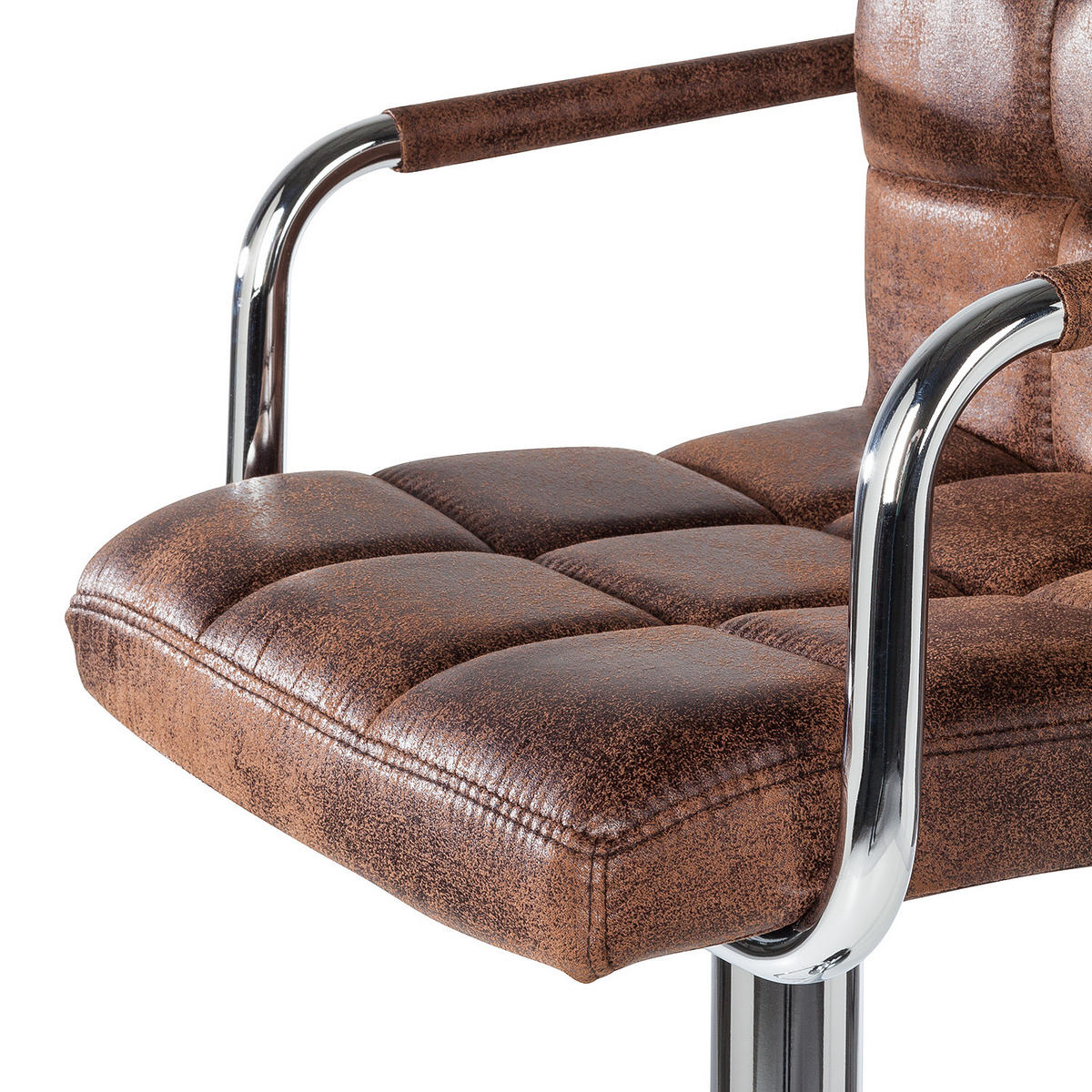 BARSTUHL - Metall / Kunstleder - Chromfarben/Braun, Leder/Kunststoff (53/96/49cm) - home24