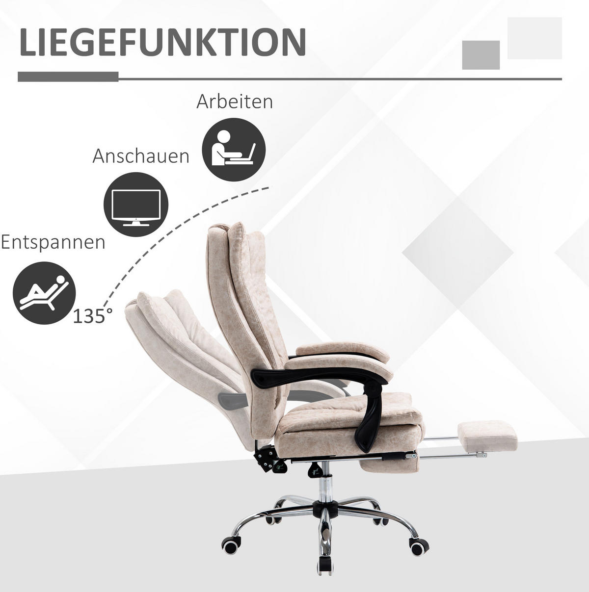 DREHSTUHL 63/71/110-118 cm in Beige mit Liegefunktion und Fußstütze - Beige, Kunststoff (71/118/63cm) - Flora Grace