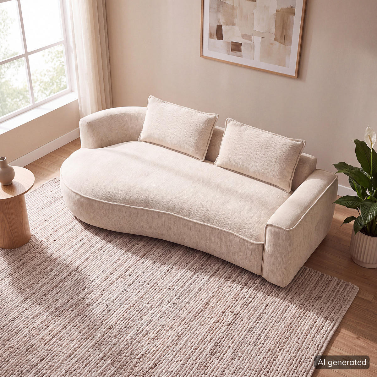2,5-SITZER SOFA - Champagner/Schwarz, Kunststoff/Textil (217/82/146cm) - home24