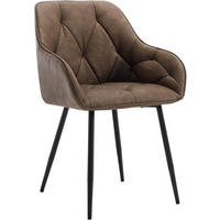 ARMLEHNSTUHL Vintage-Kunstleder, Dunkelbraun - Dunkelbraun/Schwarz, Kunststoff/Metall (56/83.5/53cm) - Woltu