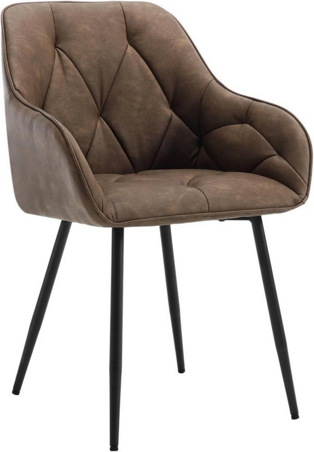 ARMLEHNSTUHL Vintage-Kunstleder, Dunkelbraun - Dunkelbraun/Schwarz, Kunststoff/Metall (56/83.5/53cm) - Woltu