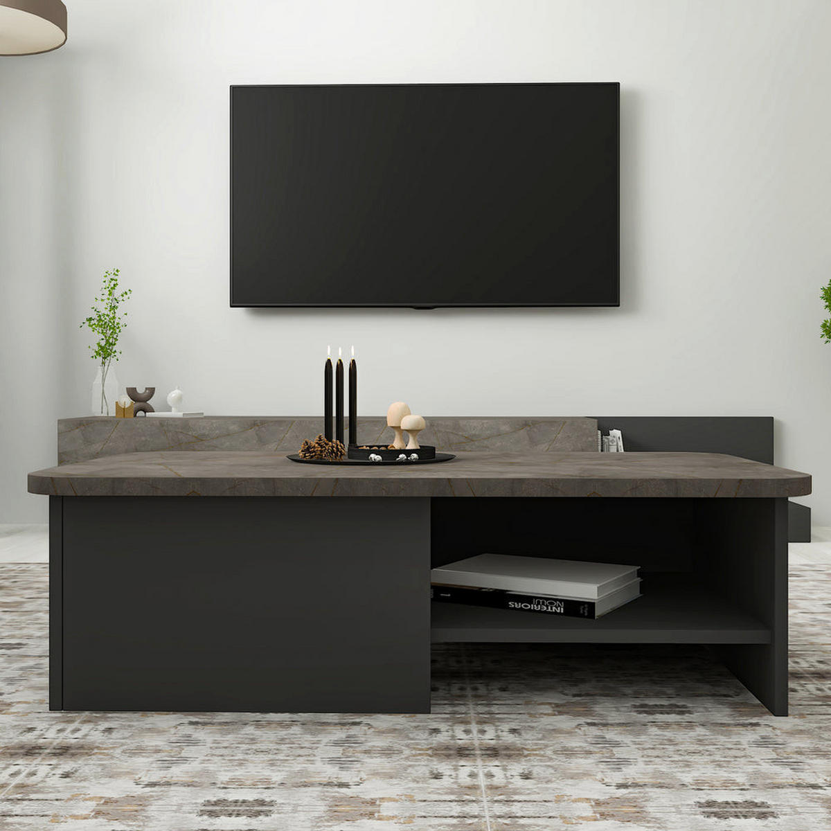 COUCHTISCH Majör Anthrazit 9895 - Anthrazit/Beige, Holzwerkstoff (60/90/31.8cm) - moebel17