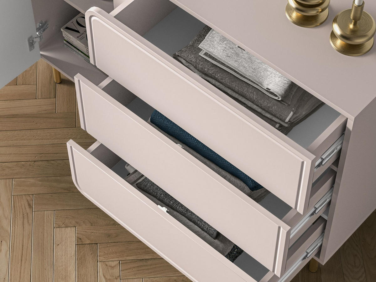 SIDEBOARD Loppa Kaschmirbeige 120 cm - Beige/Goldfarben, Holzwerkstoff/Metall (120/85/40cm) - Selsey