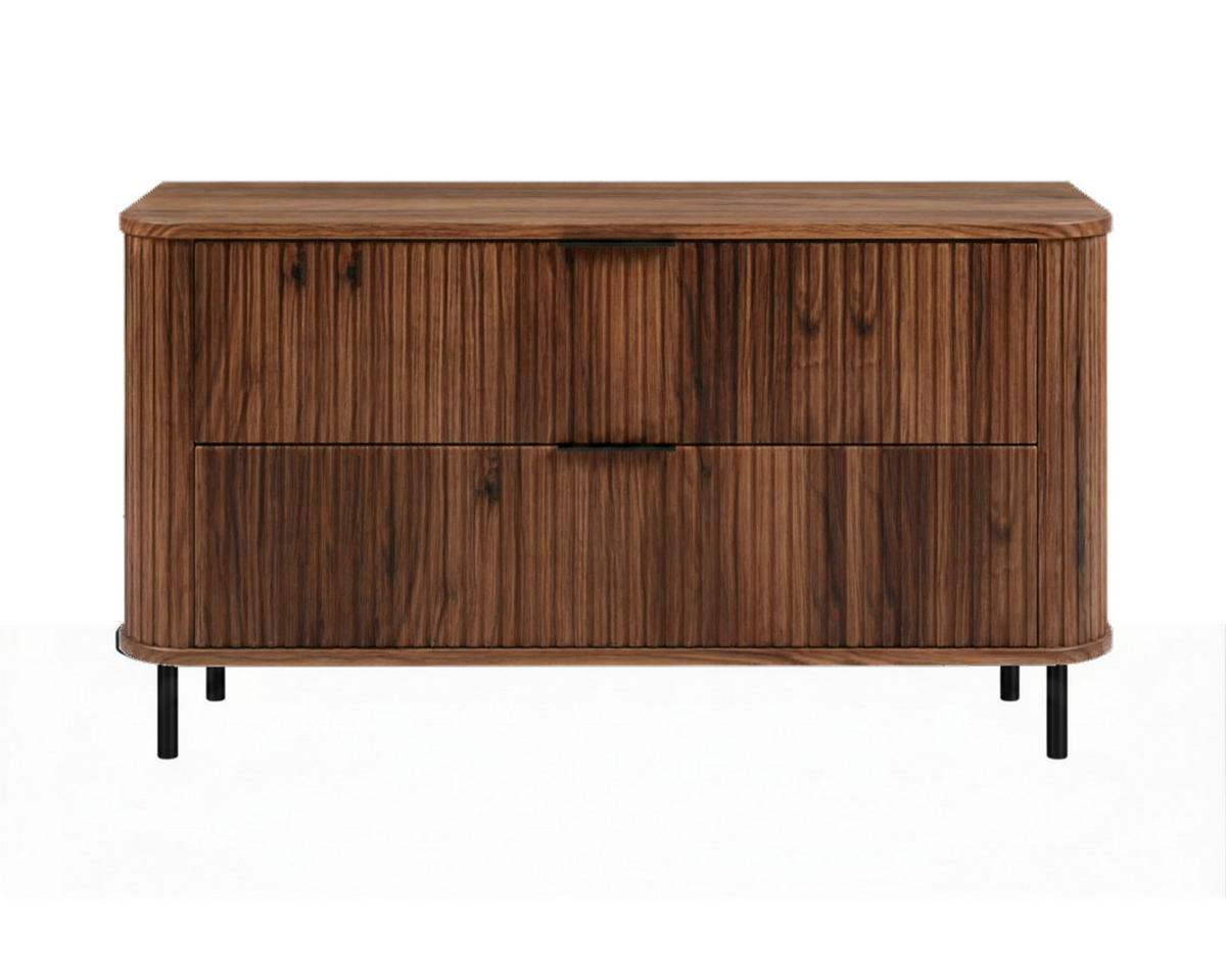 BADEZIMMERSCHRANK : Farbe Eiche-Nussbaum, Griff schwarz, Füße schwarz, 120 x 41,5 x 66,7 cm - Schwarz/Braun, Holzwerkstoff (120/66.7/41.5cm) - 3XE LIVING