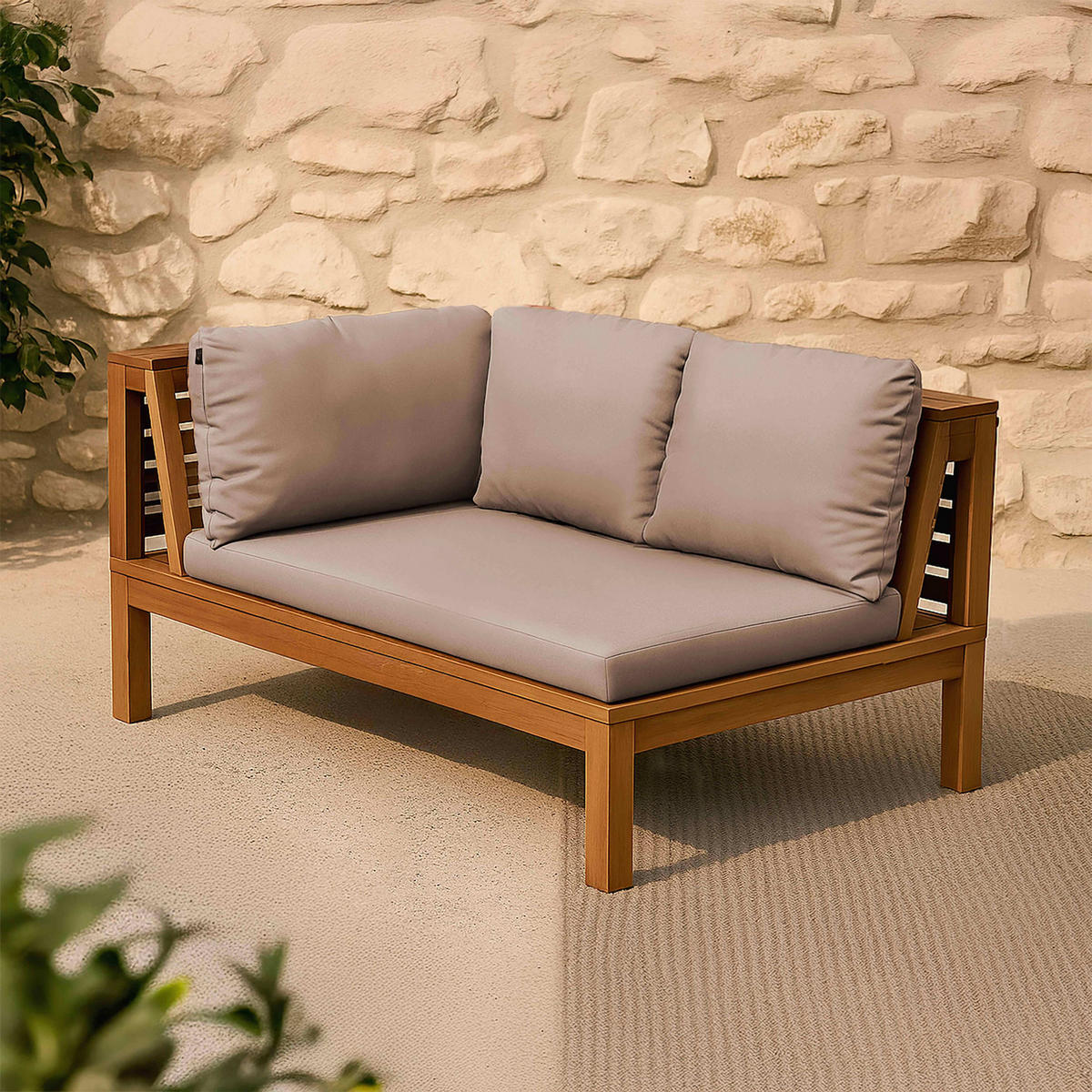 GARTENSOFA, Taupe - Taupe, Holz (120/63/80cm) - Oviala