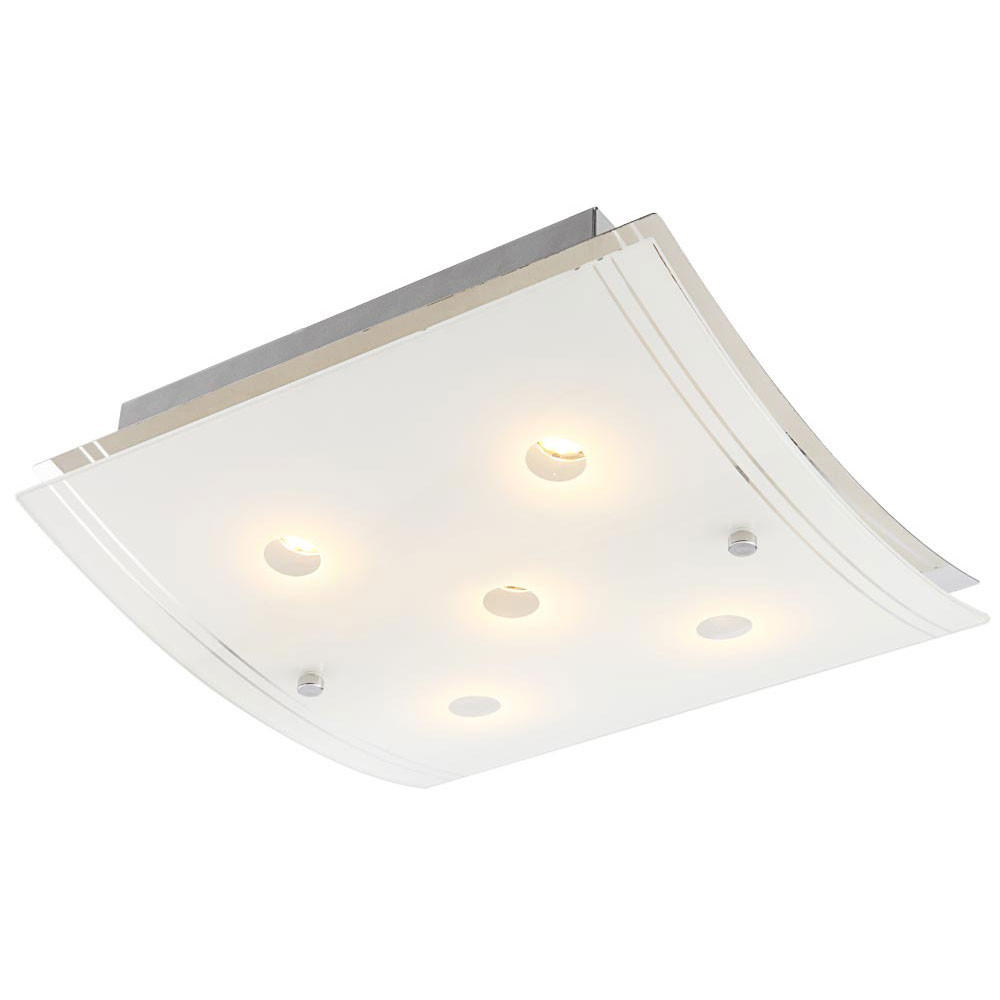 LED DECKENLEUCHTE KADIRA Weiß Metall Glas - Weiß, Glas (28/28/8cm) - Globo Lighting