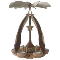 PYRAMIDE Seiffener Kirche für 6 Teelichter 27/27/36 cm - Multicolor, Holz (27/36/27cm)