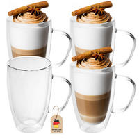 KAFFEEGLAS 400 ml (4er-Set) - Transparent, Glas - Intirilife