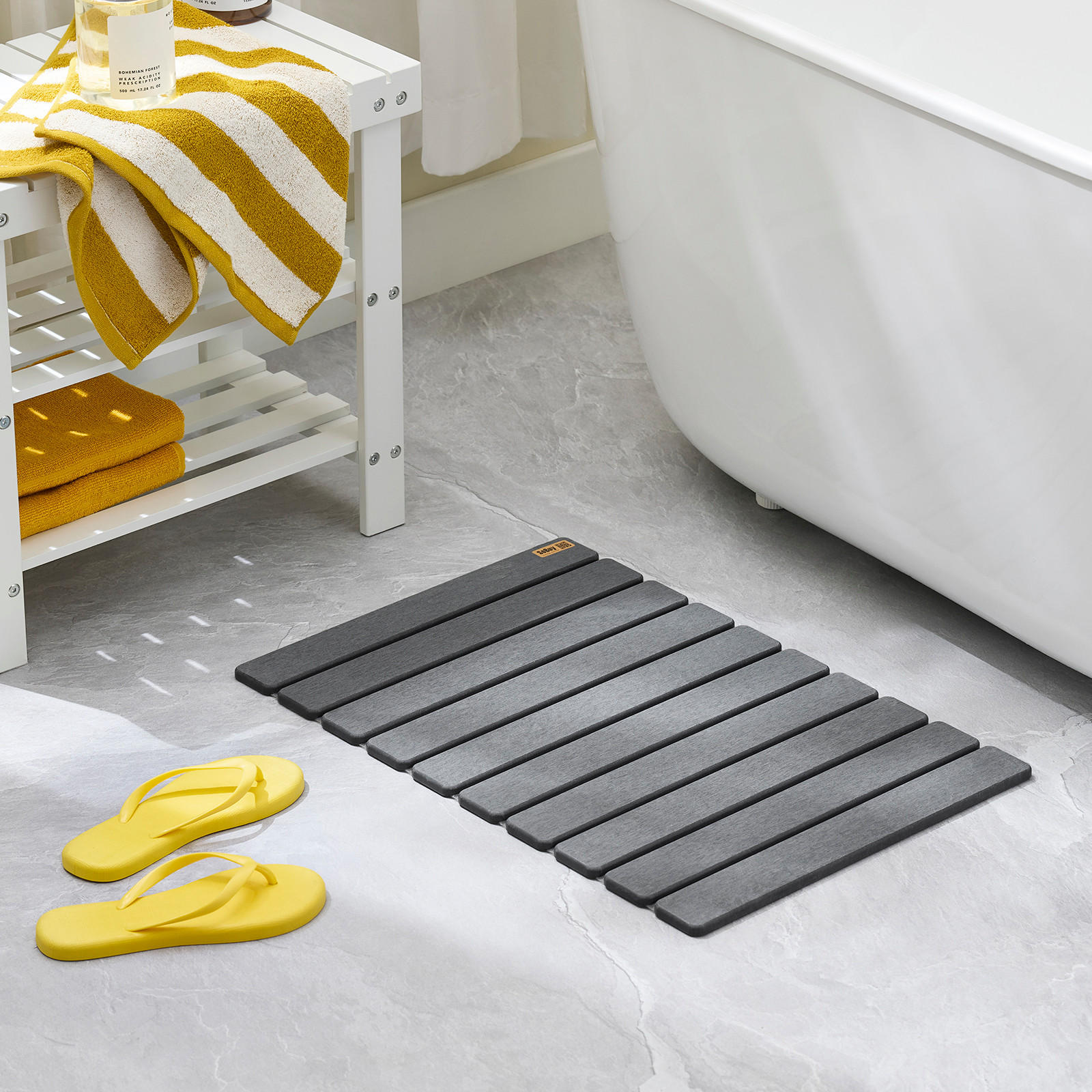 BADEMATTE Badezimmer - Grau, Stein (59/39cm) - SoBuy