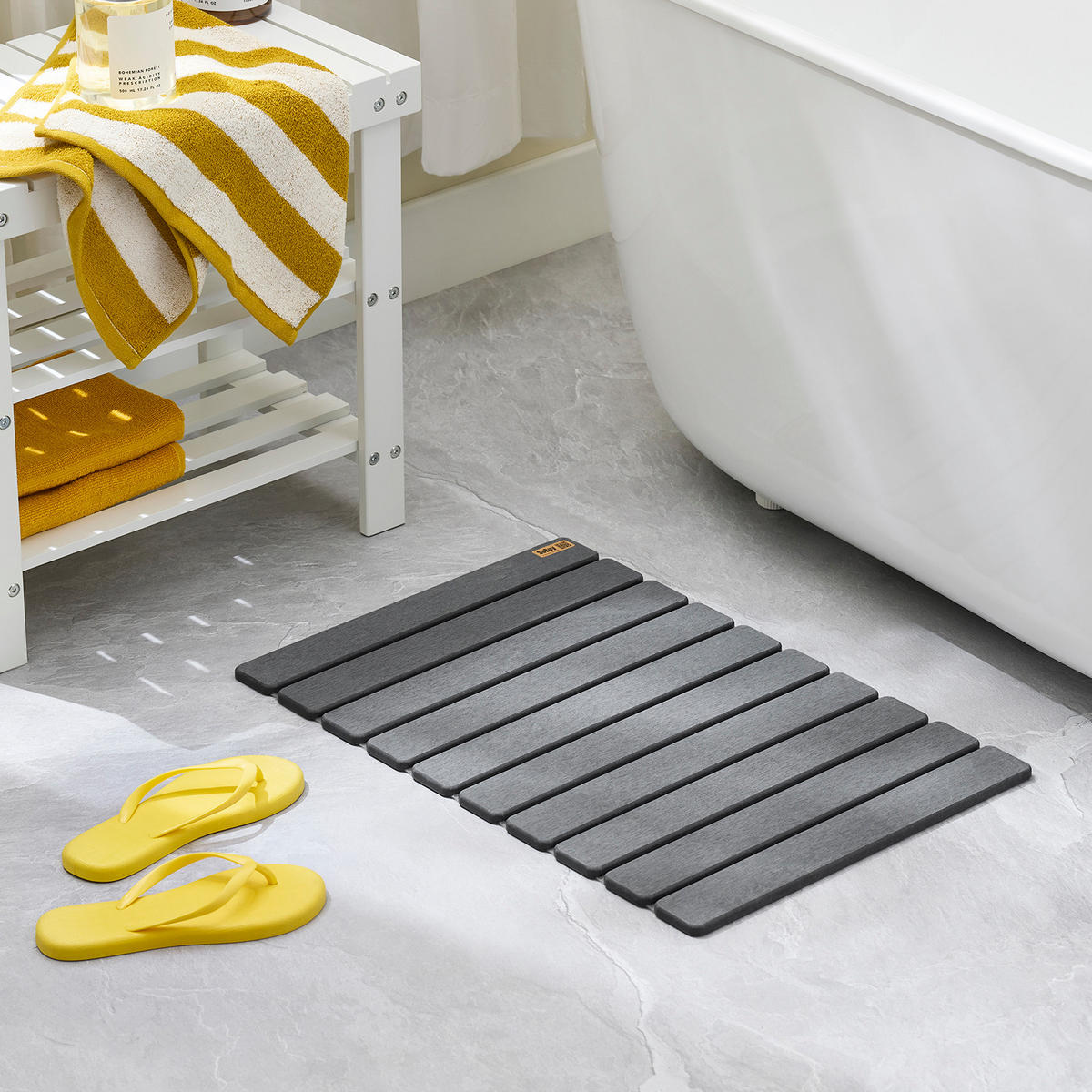BADEMATTE Badezimmer - Grau, Stein (59/39cm) - SoBuy