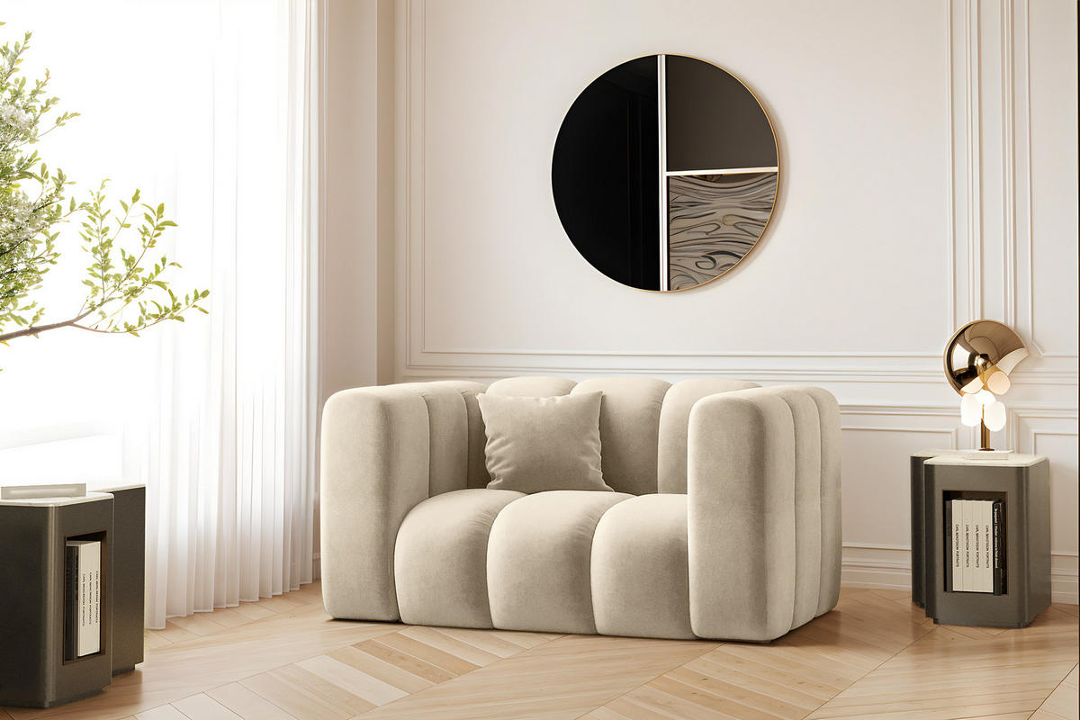 SESSEL, Sofa Grand modular stoff Salvador Hellbeige - Creme, Holz (137/70/89cm) - Kaiser Möbel