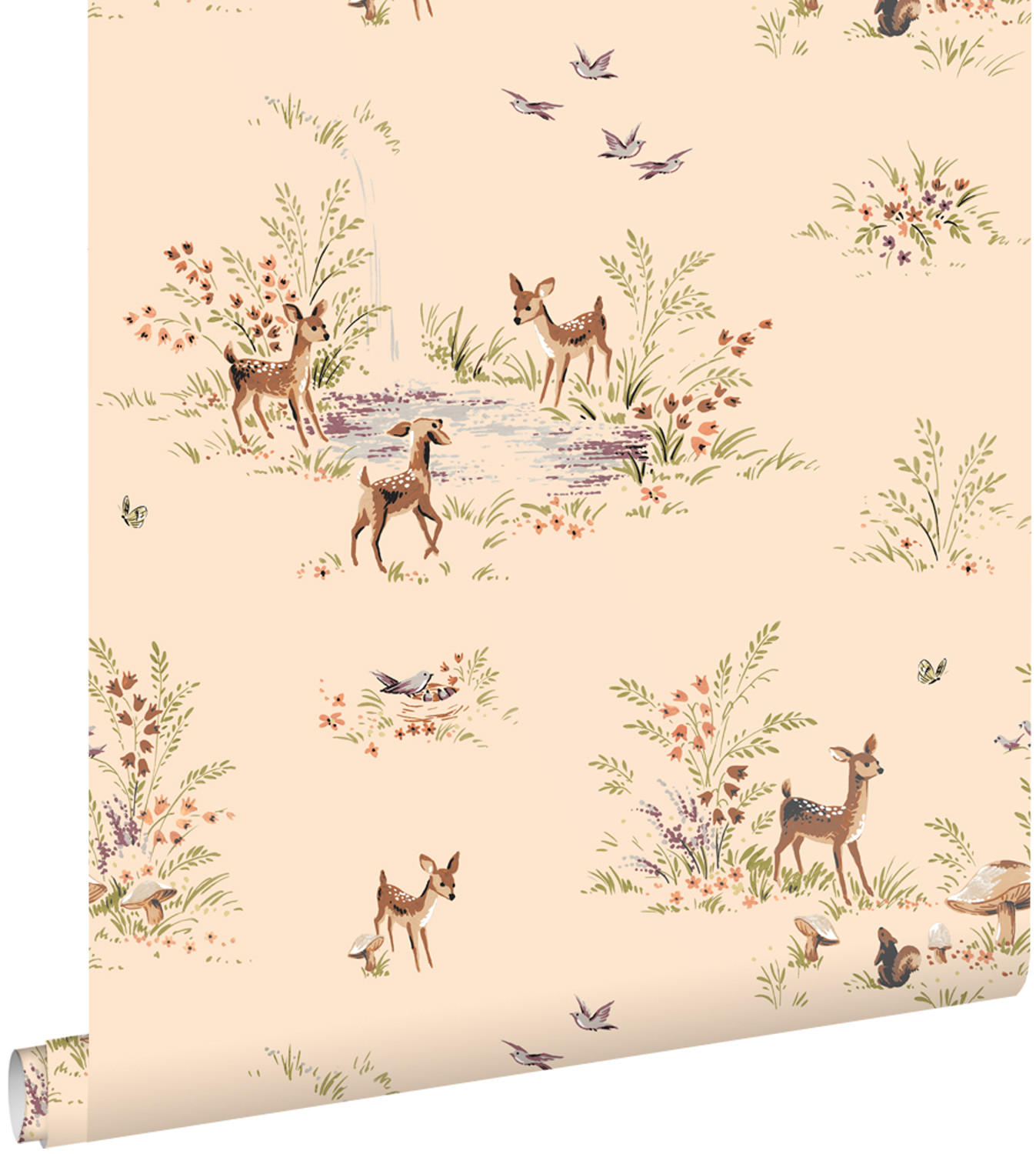 TAPETE Hirsche 50 x 900 cm - Beige, Papier (50/0.1cm) - ESTAhome