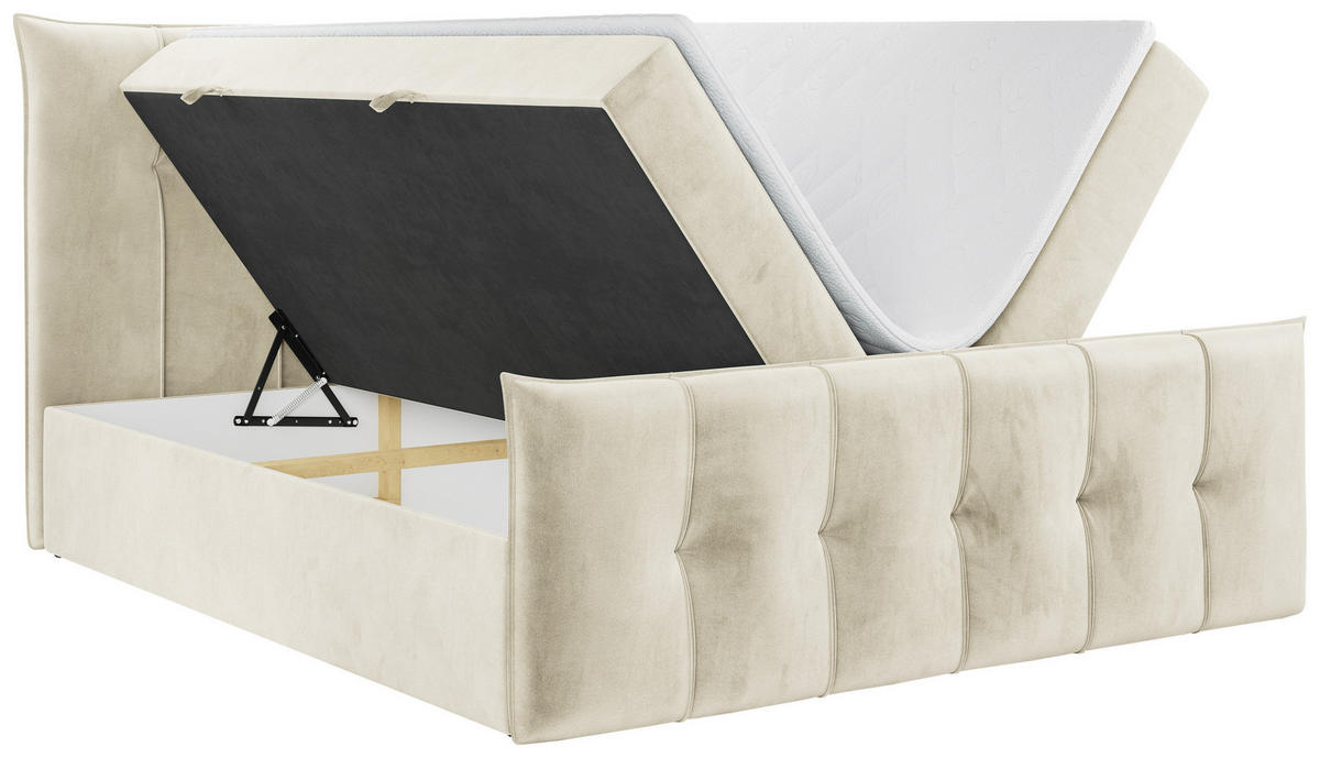 BOXBETT PREMIUM 11 120/200 Beige Velvet - H4 - Beige, Holz/Textil (120/200cm) - MKS