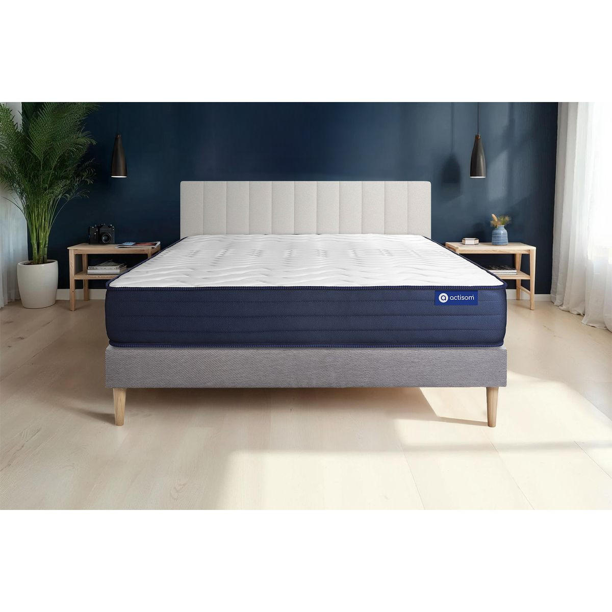 BETT Actimemo life Memory-Schaum 130 x 200 cm h4 - Kit Bettgestell Grau - Beige/Grau, Karton/Holz (130/200cm) - ACTISOM