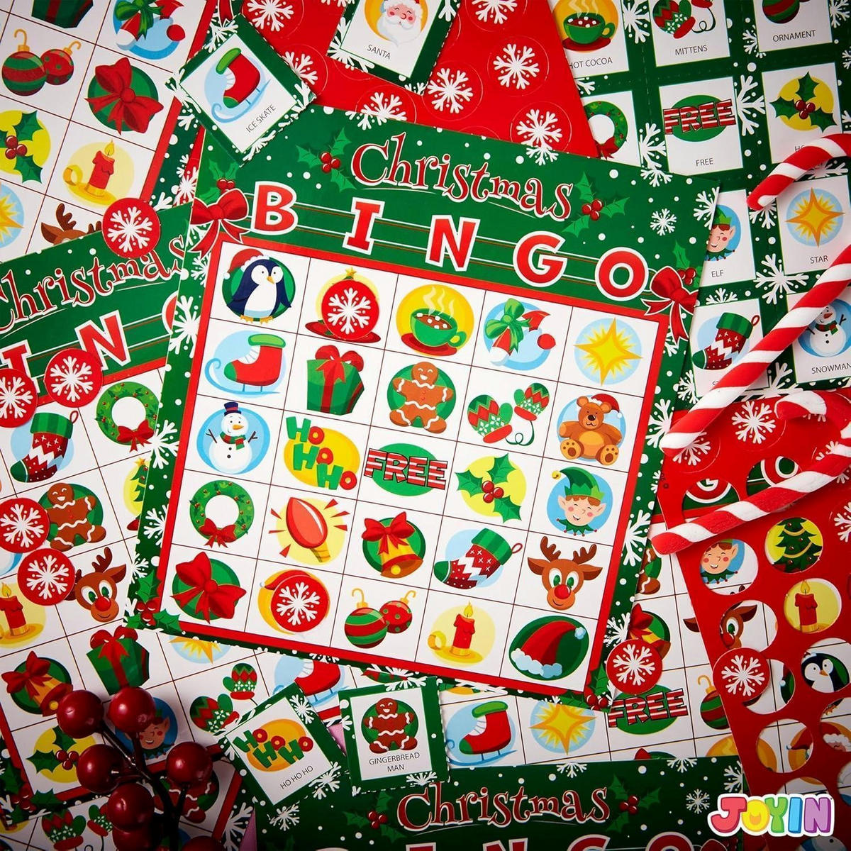 BINGO Kartenset Weihnachten 28 Spieler - Multicolor, Karton (16.3/17.7cm)