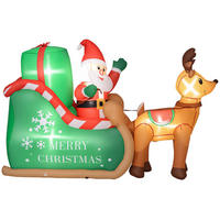 AUFBLASBARER Weihnachtsmann mit Rentieren und Schlitten Multicolor 210.0/80.0/140.0cm - Multicolor, Textil (80/140/210cm)