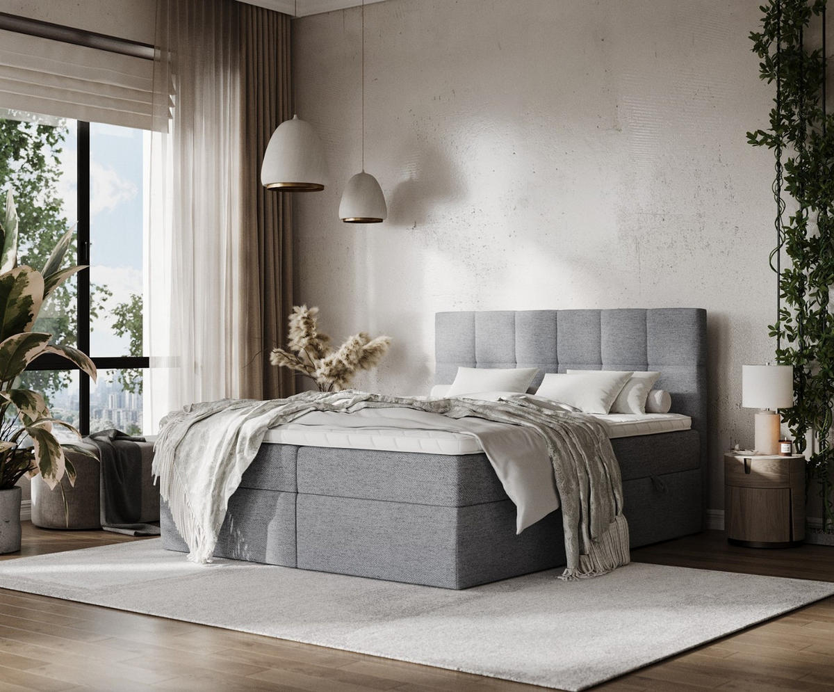 POSTEL BOXSPRING VARENO 200/200 Šedá - šedá/černá, kov/dřevo (200/200cm) - AltaBeds