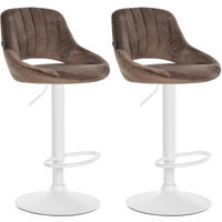 BARHOCKER 2er Set Samt braun - Weiß/Braun, Textil (47/85/48cm) - CLP
