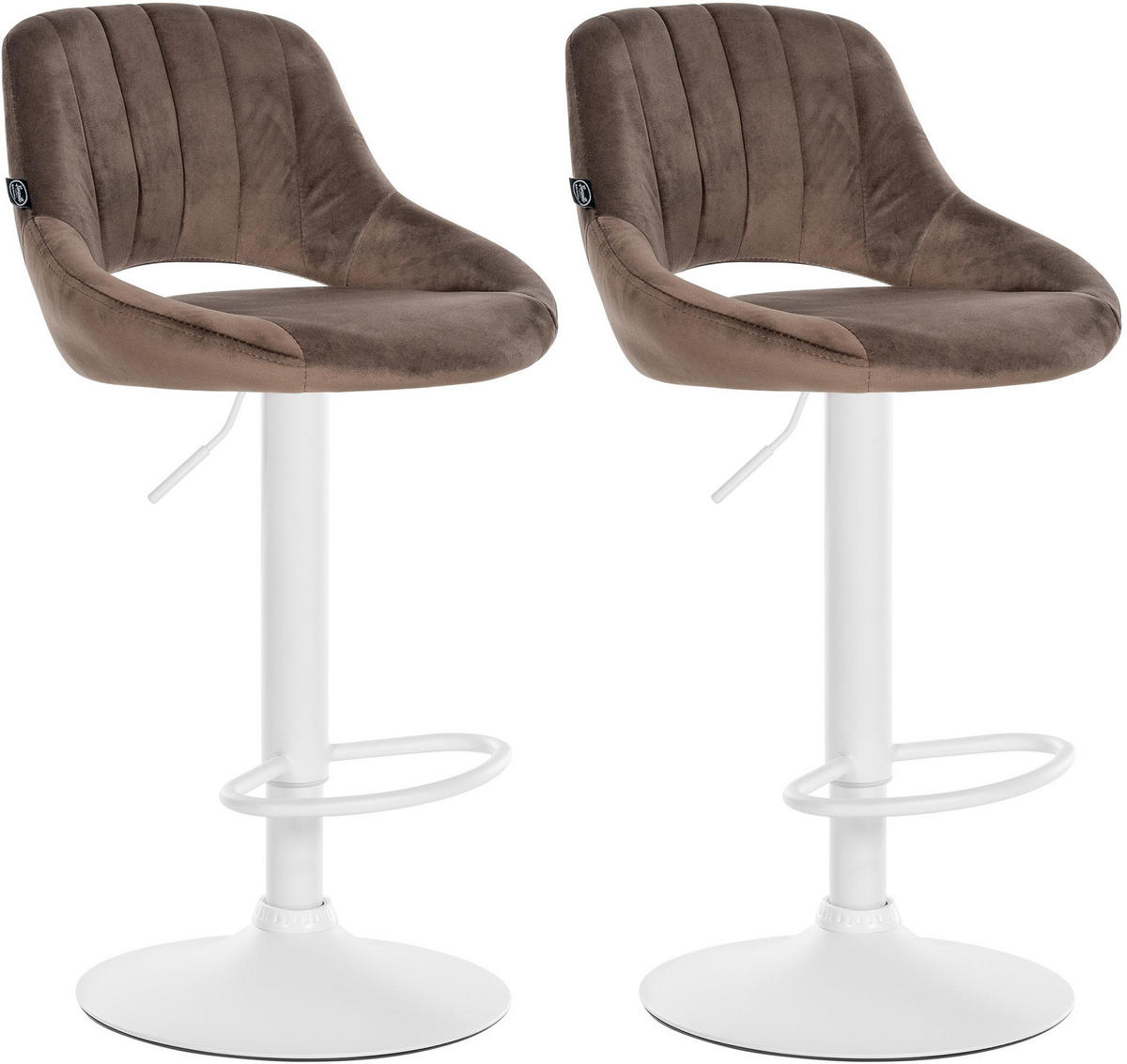 BARHOCKER 2er Set Samt braun - Weiß/Braun, Textil (47/85/48cm) - CLP
