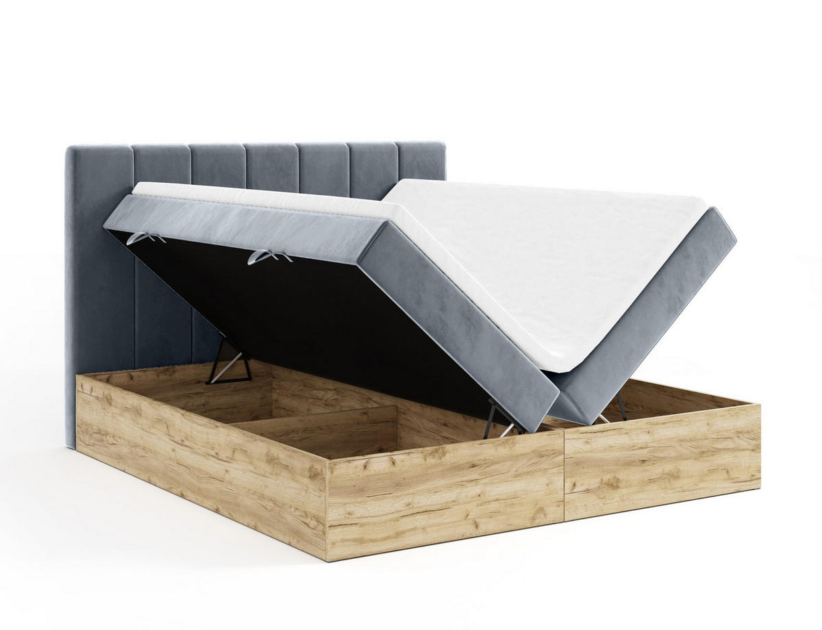 BOXBETT Doppelbett Jessen 180x200 cm Grau - Grau, Textil (180/200cm) - Fedve