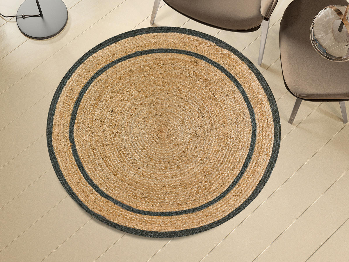 HANDWEBTEPPICH Grau Mahon 90/90 cm - Naturfarben/Grau, Naturmaterialien (90/90cm) - Atticgo