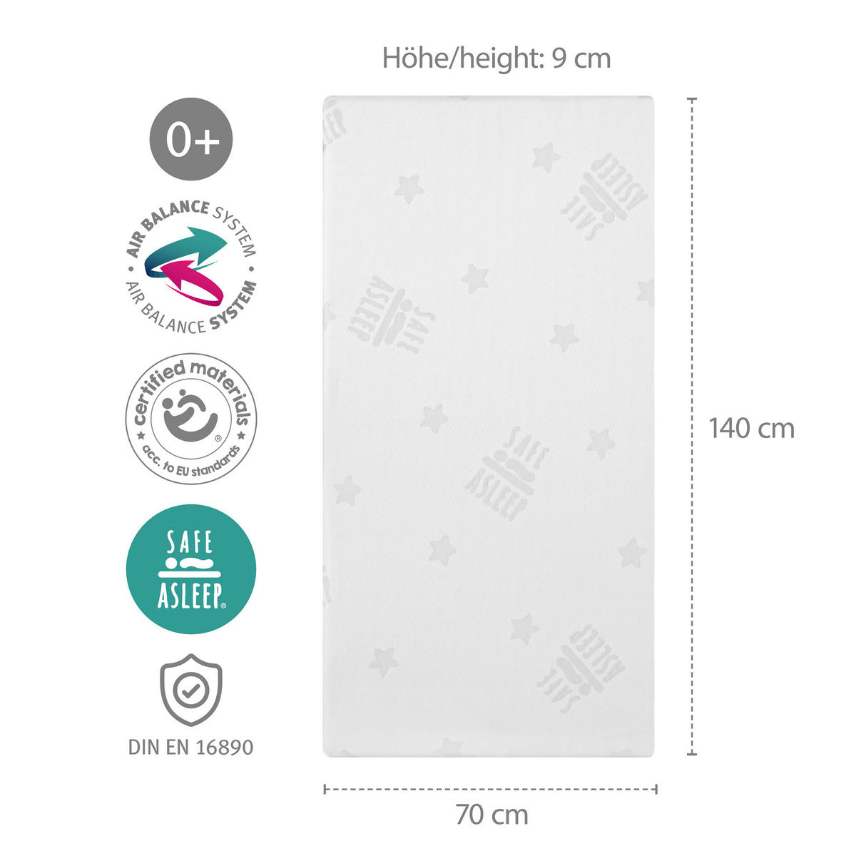 BABYBETTMATRATZE Air Balance PLUS 70 x 140 cm - Weiß, Textil (70/140cm) - Roba