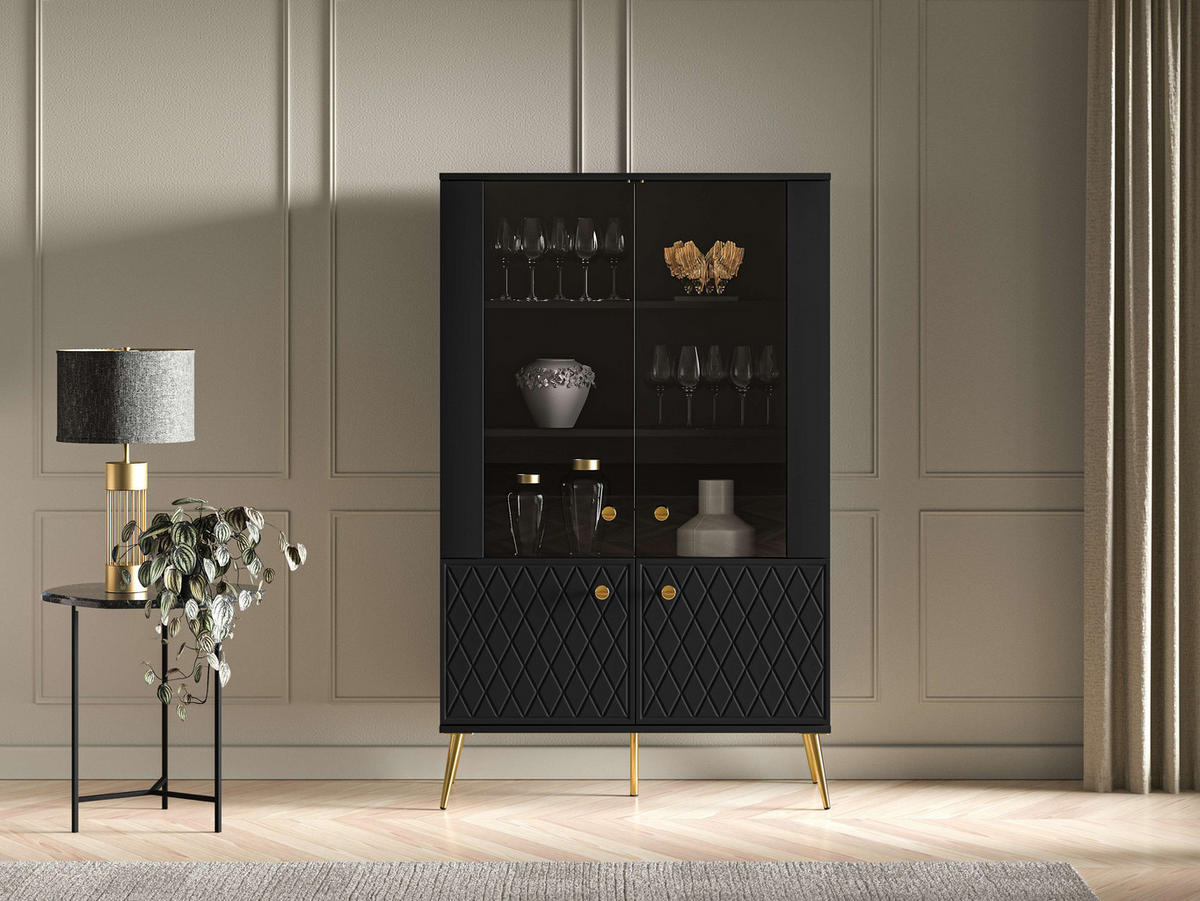 VITRINE – 92 cm – Eljot – Schwarz - Schwarz, Holzwerkstoff (92/149/40cm) - hi-markt