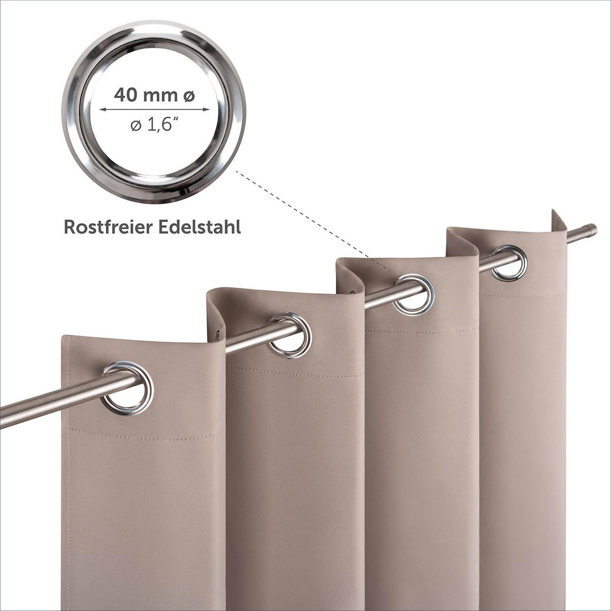 VERDUNKLUNGSVORHÄNGE Emelie 117/138 cm,2er-Set, mit Hitze- und Kälteschutz,Taupe - Taupe, Kunststoff (117/138cm) - Blumtal