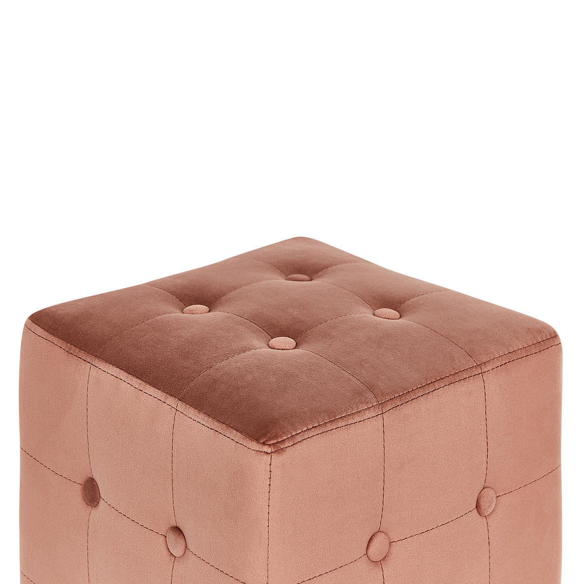 POUF WISCONSIN Samtstoff Pfirsichrosa - Pink, Textil (36/39/36cm) - Beliani
