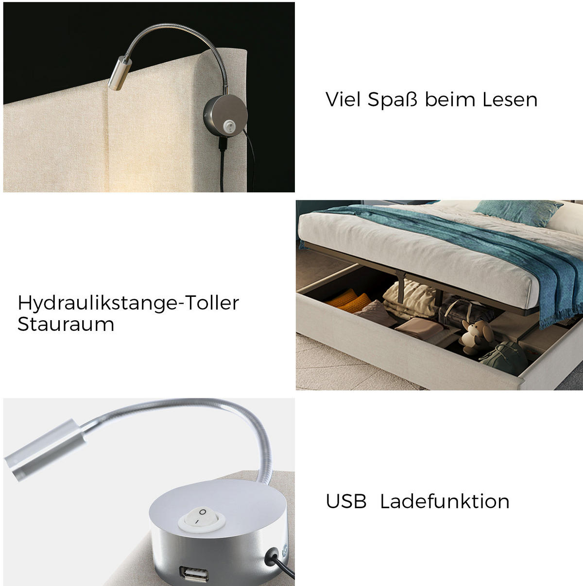 POLSTERBETT 140/200 cm Beige aus Leinen mit Bettkasten - Beige, Textil (140/200cm) - OKMYHOME